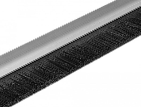 DeLOCK Brush strip 40 mm with aluminium profile angled - length 1 m, Black, Aluminium, Plastic, Rectangular, 1000 mm, 40 mm, China