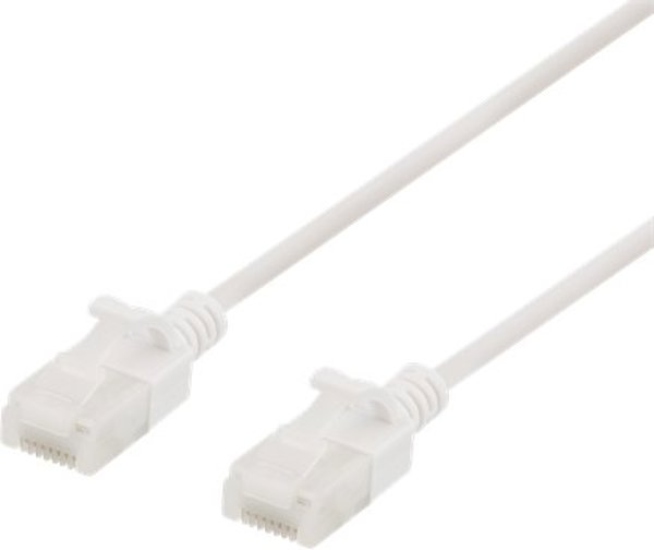 DELTACO U/UTP Cat6a patch cable, slim, 3,5mm diameter, 0,5m, white