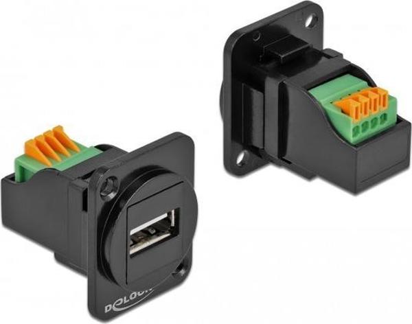 Delock Μονάδα υποδοχής USB-A(F) 2.0 σε ακροδέκτη (Terminal Block) 4PIN D-TYPE