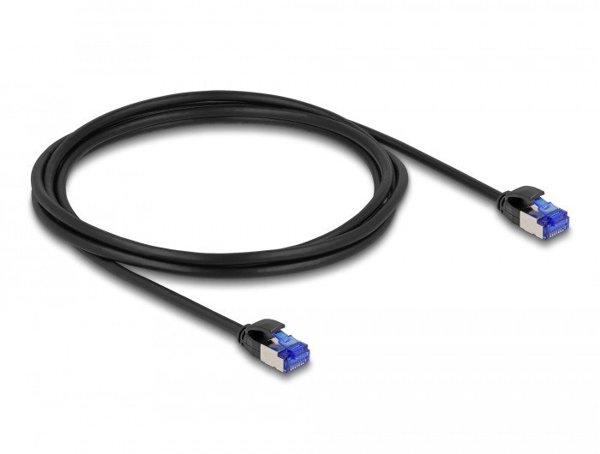 Delock Καλώδιο Δικτύου Cat 6a S/FTP RJ-45, 2m, Χωρίς Γάντζο - Μαύρο