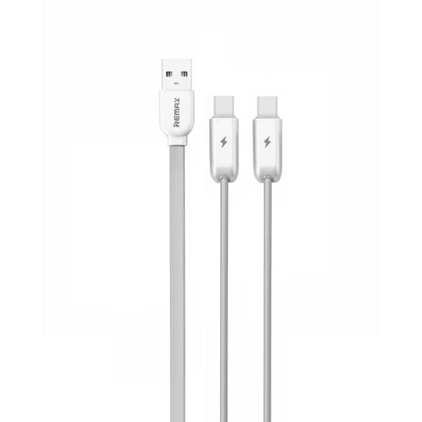 Кαλώδιο δεδομένων Remax Twins RC-078th, 2in1, Lightning, Type-C, 1.17m, Ασήμι - 40020