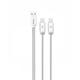 Кαλώδιο δεδομένων Remax Twins RC-078th, 2in1, Lightning, Type-C, 1.17m, Ασήμι - 40020