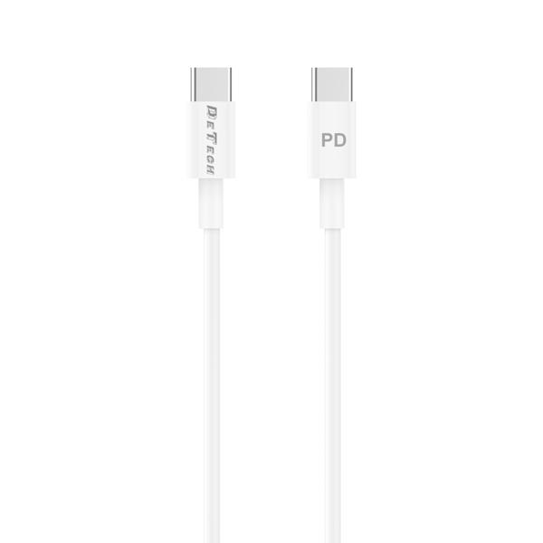 Kαλώδιο δεδομένων DeTech DE-C29PD, Type-C - Type-C, PD, 1.0m, Λευκο - 40112