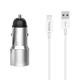 Φορτιστή αυτοκινήτου Yookie PC4, Quick Charge 3.0, 2xUSB, με καλώδιο Type-C, Διαφορετικα χρωματα - 40145