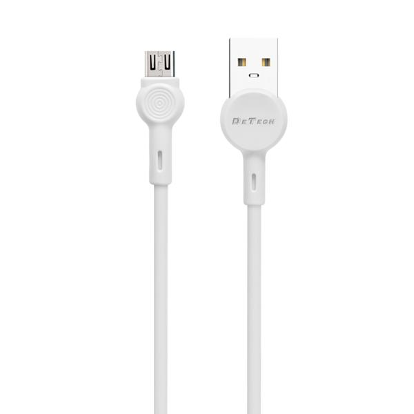 Kαλώδιο δεδομένων DeTech DE-C35M, Micro USB, 1.0m, λευκό - 40188