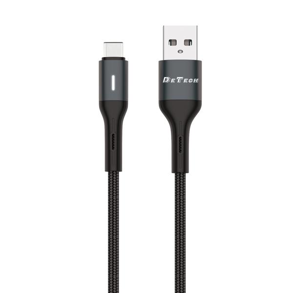 Kαλώδιο δεδομένων DeTech DE-C38C, Type-C, 1.0m, Μαυρο - 40199