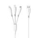 Καλώδιο φόρτισης DeTech DE-C40, 3in1, Type-C, Micro USB, Lightning, 1.2m, Λευκο - 40203