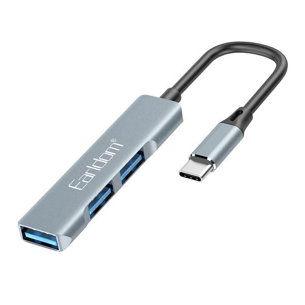 USB hub Earldom ET-HUB10, Type-C, 3 θύρες, USB 3.0, Γκρί - 40217
