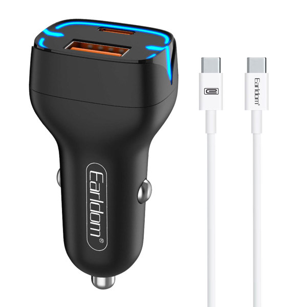 Φορτιστή αυτοκινήτου Earldom ES-CC2, 1xUSB QC3.0, 1xType-C PD, με καλώδιο PD Type-C, Διαφορετικα χρωματα - 40250