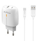 Φορτιστής δικτύου DeTech DE-31C, 20W, καλώδιο Type-C, 1 x Type-C F, 1 x USB F, PD, λευκό - 40321