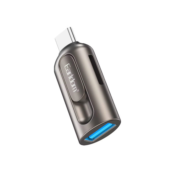 Adapter Earldom ET-OT9, Type-C and card reader, OTG, Grey - 40356