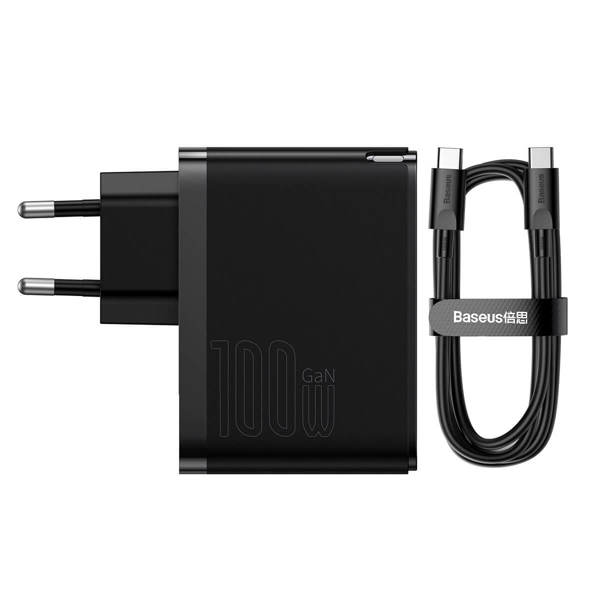Network charger Baseus GaN5 Pro Fast, 100W, PD cable, Black - 40411