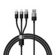 Charging cable Baseus StarSpeed, 3in1, Micro USB, Lightning, Type-C, 0.6m, Black - 40439