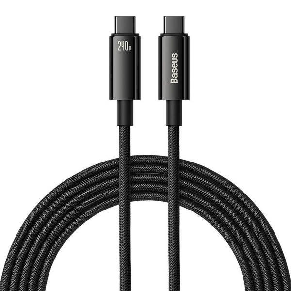 Data cable Baseus Tungsten Gold, Type-C - Type-C, 240W, 3.0m, Black - 40457
