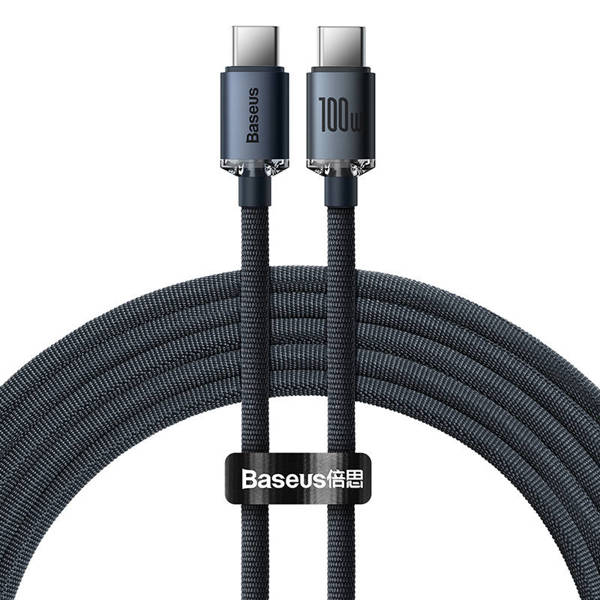 Data cable Baseus Crystal Shine, Type-C - Type-C, 100W, PD, 1.2m, Black - 40489