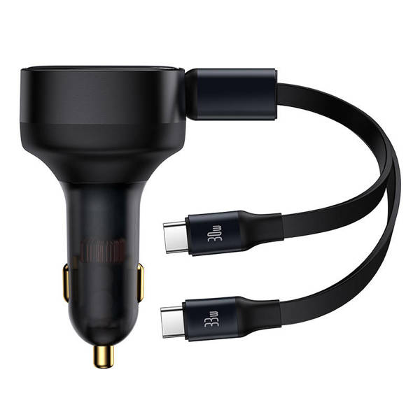 Car socket charger Baseus Enjoyment Pro, 33W, With 2xType-C cable, Black - 40500