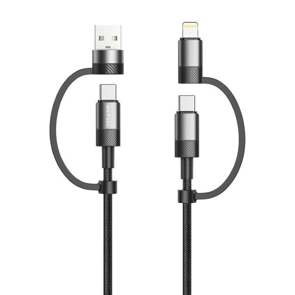 Καλώδιο φόρτισης DeTech DE-54UCI, 4в1 USB-Lightning/Type-C Type-C - Type-C, 1.0m, Black - 40535