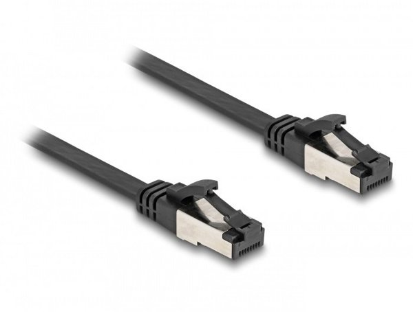 Delock Delock RJ45 Flachband Patchkabel Stecker zu Stecker Cat.8.1 flexibel 0,25 m schwarz