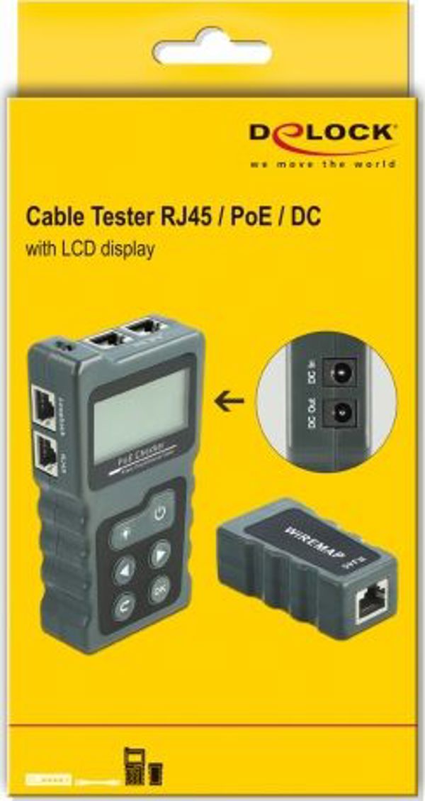 Delock Tester Καλωδίων LCD για RJ45, PoE και DC (63110)