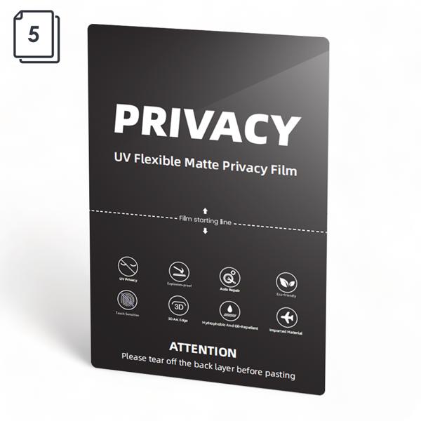 Protective film sheet No brand, Hydrogel, 5 pcs, For plotter, UV PET, Anti-Spy, Matte, 240um, 120x180mm - 52739