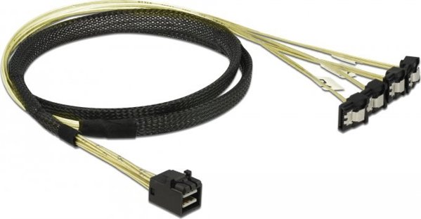 Delock DELOCK SAS-Καλώδιο MiniSAS HD SFF-8643 > 4xSATA 7Pin γωνιακό 1.0m