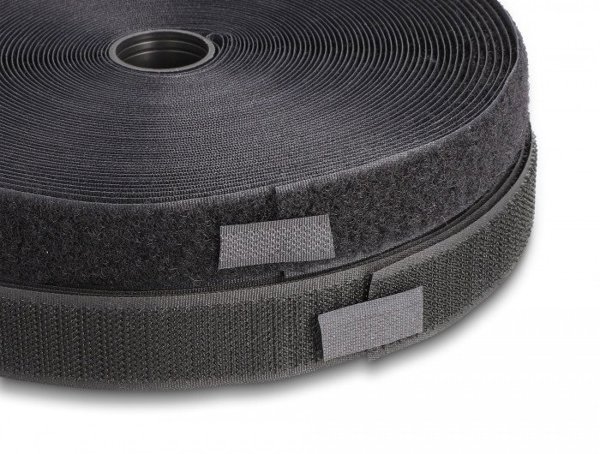 DELOCK Strapazier Klettband Haft u. Flauschband 25mx25mm SW
