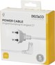 DELTACO ungrounded device cable, 0.5m, angled CEE 7/16, IEC 60320,whit