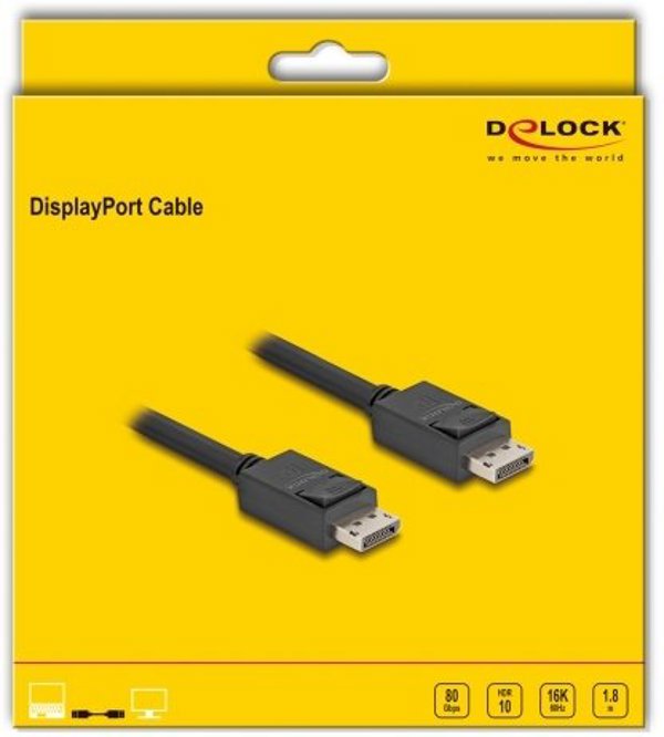 DeLOCK 81175 kabel DisplayPort 1,8 m Czarny
