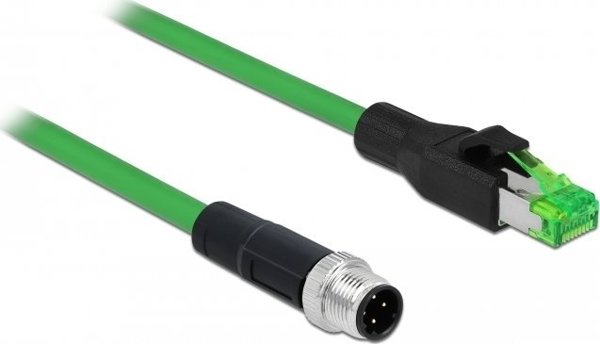 Delock Καλώδιο Δικτύου M12 4-Pin D-Coded σε RJ45, PVC, Πράσινο, 2m