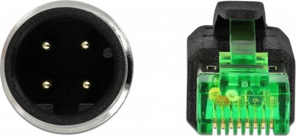 Delock Καλώδιο Δικτύου M12 4-Pin D-Coded σε RJ45, PVC, Πράσινο, 2m