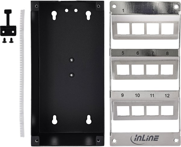 Delock Verteilerkasten 12-Port Cat.6A, Επιτοίχιος/Ράγας με Keystone Modules