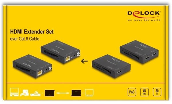 DELOCK HDMI Extender Set über Cat.6 Kabel 4K 60 Hz 50 m