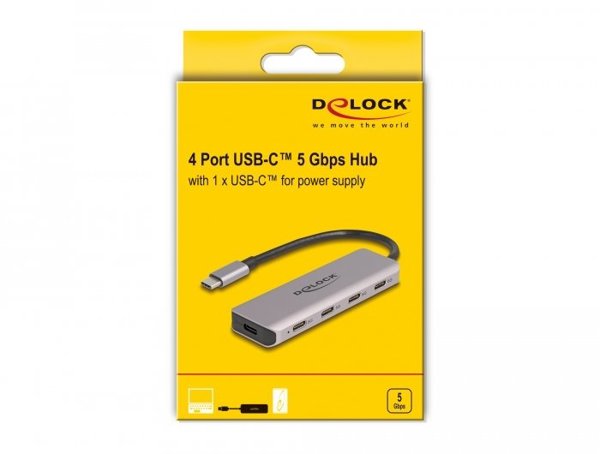 Delock Delock - Hub - 5 Gbps, with USB-C connector - 4 x USB-C 3.2 Gen 1 - Desktop