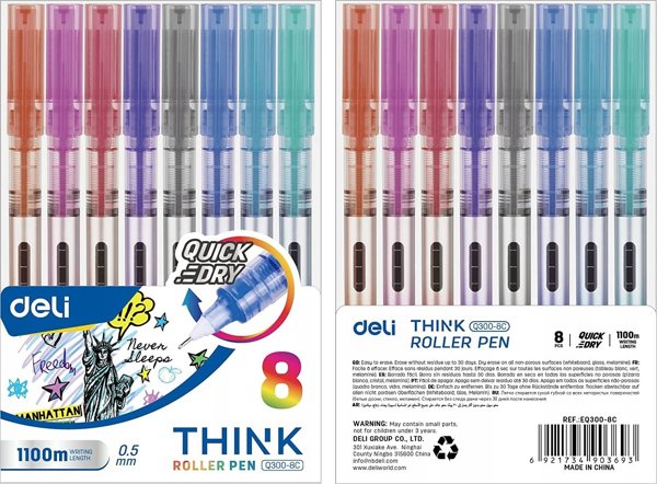 Στυλό διαρκείας Think 0,5mm 8 χρώματα DELI