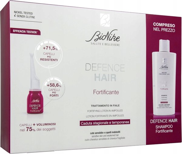 Depot Set BioNike: Defence Hair, Hair Shampoo, Fortifying, 200 ml + Defence, Fortifying, Ampoules Treatment Serum, For Scalp, For Women, 21 pcs, 6 ml For Women