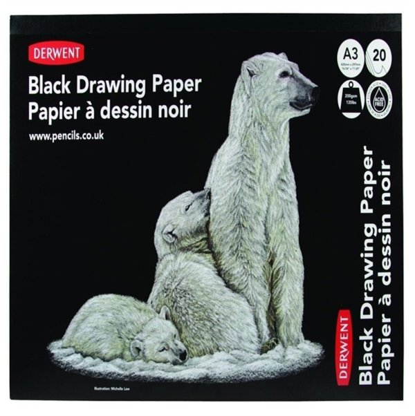 Derwent Black Drawing Paper A3 - 200gram - 20 ark