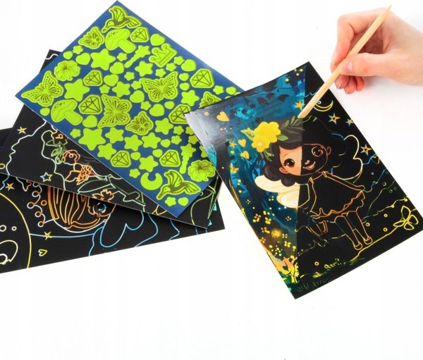 Derform Σετ Ξύστρα & Μπλοκ Ζωγραφικής Magic Scratch 180x260mm, 5 Φύλλα, Φωσφορίζει στο Σκοτάδι