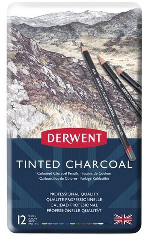 Derwent Tinted Charcoal pencil 12stk tin