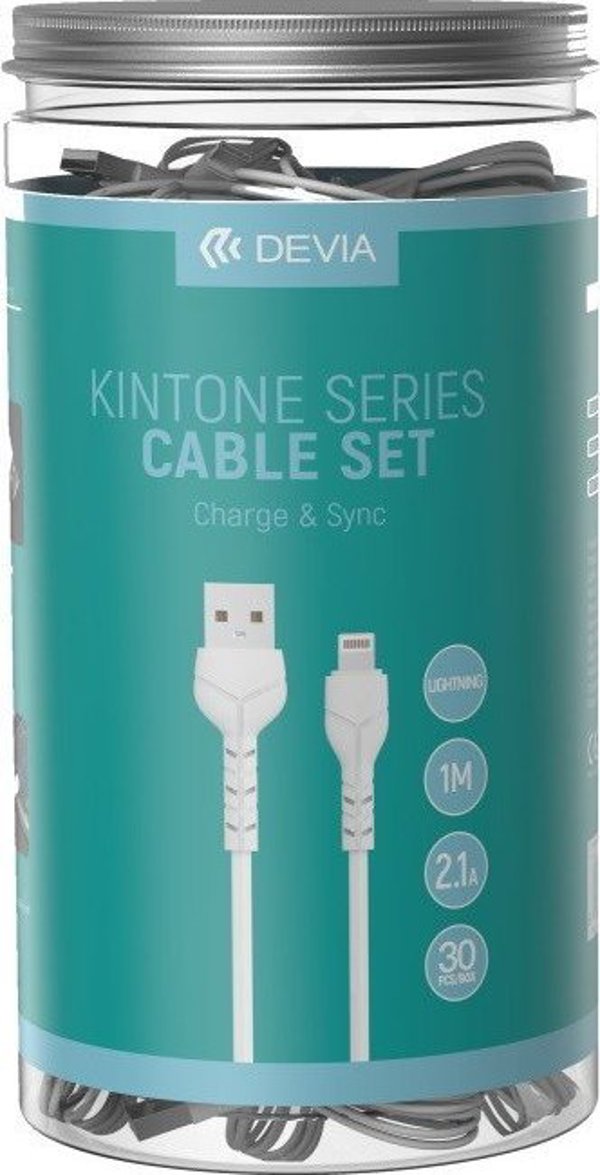 Devia cable Kintone V2 EC406 USB - Lightning 1,0 m 2,1A white set 30 pcs