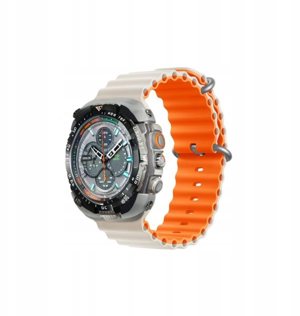 Devia Pasek Deluxe Sport6 do Apple Watch 44mm/45mm/46mm/49mm Jasny Szary-Pomaranczowy