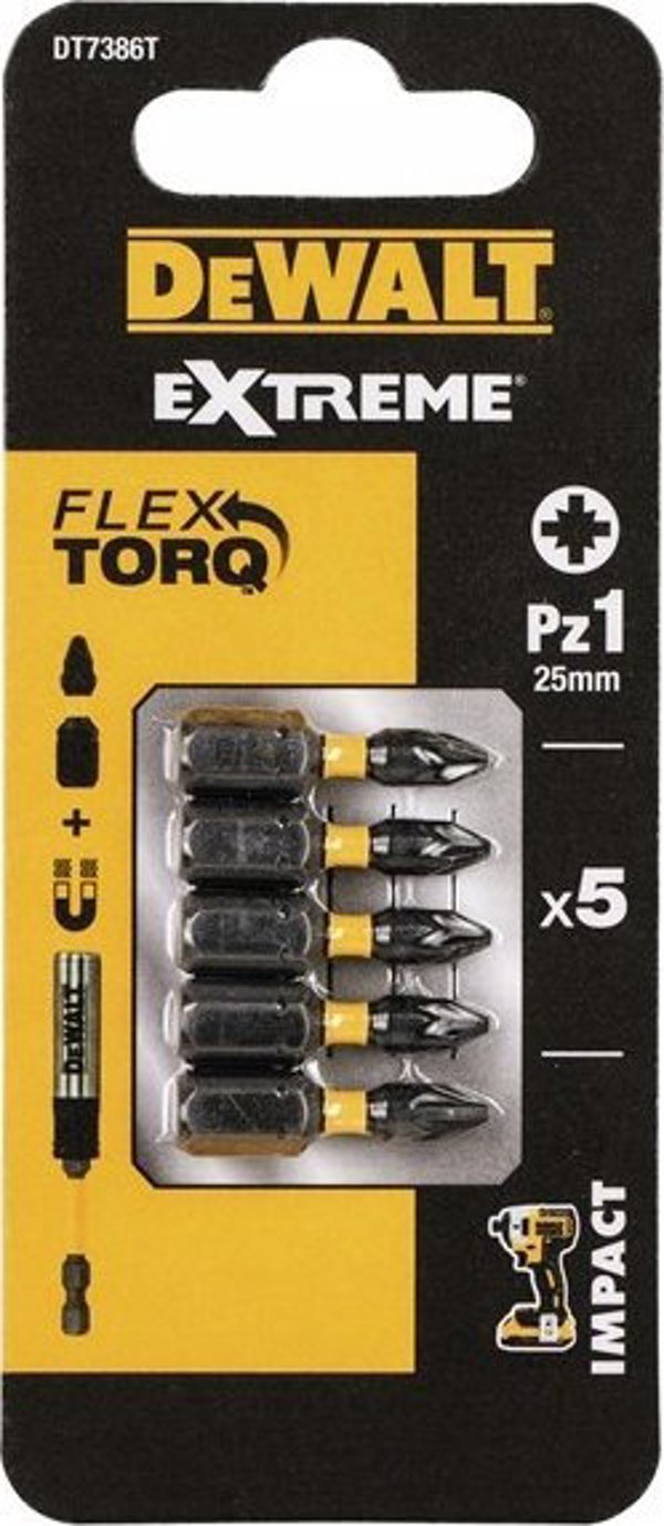 DeWalt Μύτες Κατσαβιδιού Impact Torsion PH3 25mm, Σετ 5 Τεμαχίων DT7386T-QZ