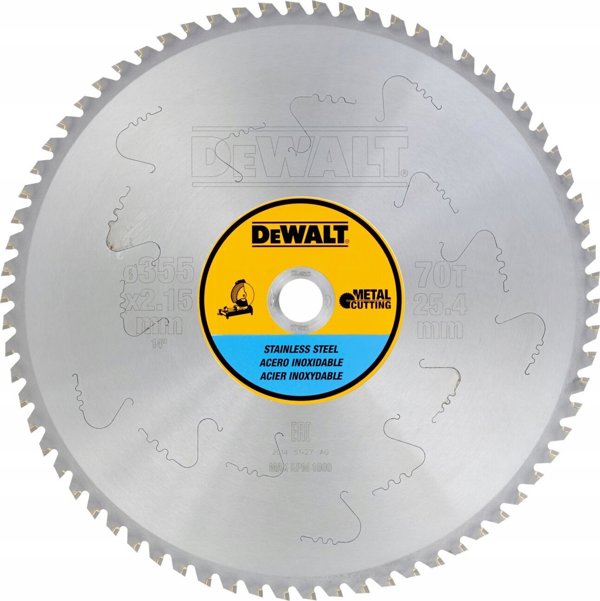 Dewalt Δίσκος Κοπής Μετάλλου 355mm x 25.4mm 70T για Σταθερό Πριόνι (DT1927)