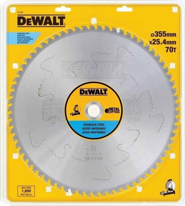 Dewalt Δίσκος Κοπής Μετάλλου 355mm x 25.4mm 70T για Σταθερό Πριόνι (DT1927)