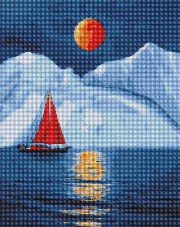 Διαμαντώδης μωσαϊκό - Κόκκινο ιστιοφόρο 40x50cm