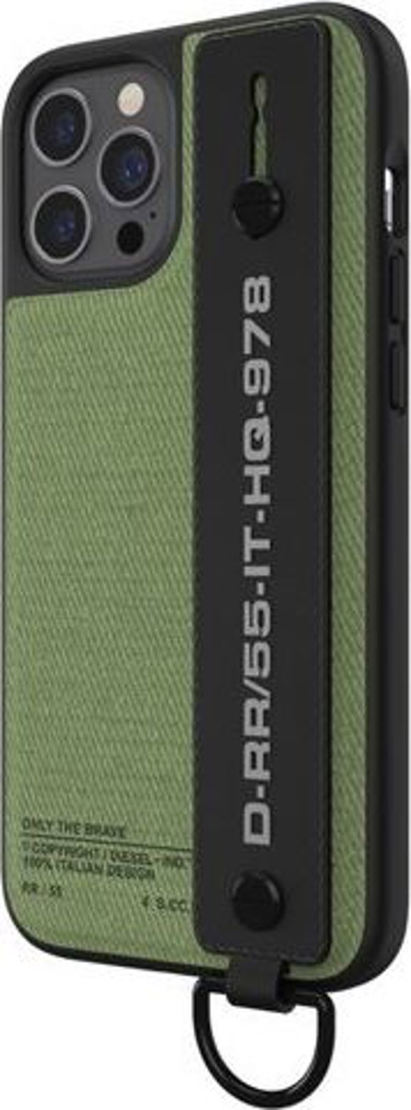 Diesel DIESEL HANDSTRAP CASE UTILITY TWILL IPHONE 12 PRO MAX CZARNY/ZIELONY standard