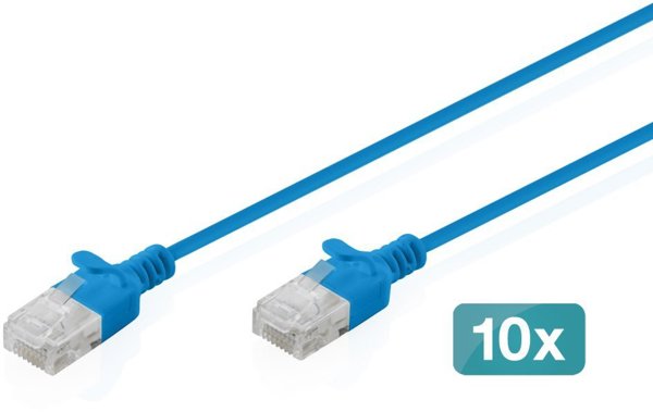 Καλώδιο Δικτύωσης Digitus CAT6 U/UTP Slim Patch, 0.5m, Μπλε