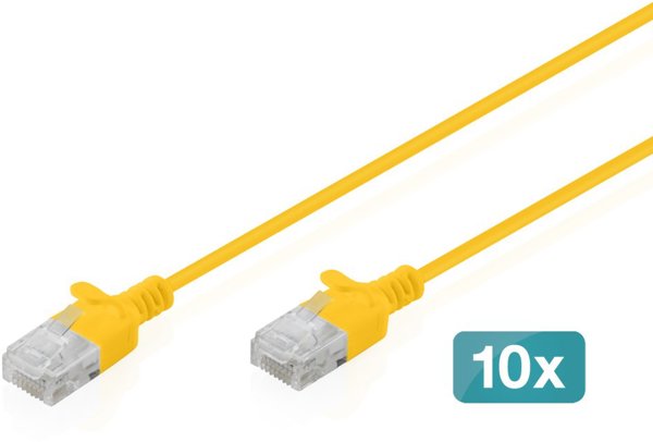 Digitus Καλώδιο Δικτύωσης CAT6 U/UTP Slim Patch, 5m, Κίτρινο (10 Τεμάχια)