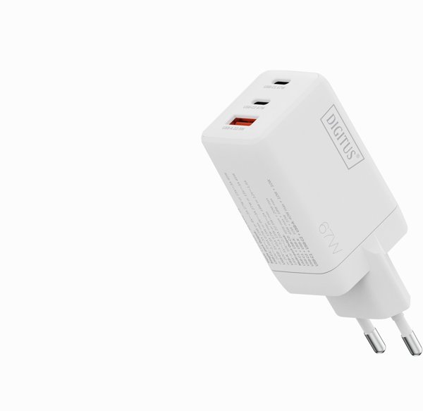 DIGITUS USB GaN Ladeger�t 67W 2x USB-C 1x USB-A Weiss