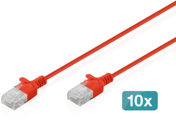 Digitus Καλώδιο Δικτύου CAT6 U/UTP Slim Patch 5m Κόκκινο