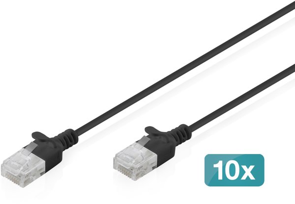 Digitus Καλώδιο Δικτύου CAT6 U/UTP Slim, Μήκος 3m, Χρώμα Μαύρο